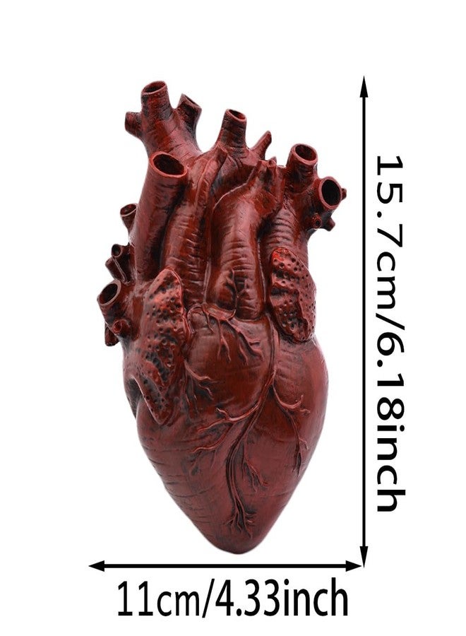 Ynxee Human Heart Organ Shape Vase Creepy Halloween Home Desk Flowers Pot Decor, Medium Size 6.2" x 4.2", Red - Image 2